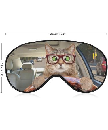 Funny Cat Driving Car Sleep Mask | Soft Light-Blocking Eye Cover for Women | Adjustable Strap Sleep Mask - Buy Online on GoSupps.com