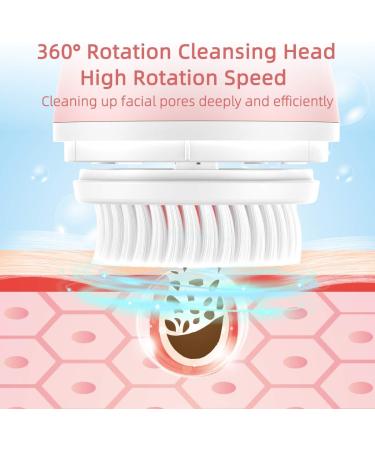 Leuxe Facial Cleansing Brush: 3-in-1 Rotary Massage & Exfoliating Machine | 3 Portable Facial Cleaners | 3 Speeds | Rose Pink - Buy Online on GoSupps.com