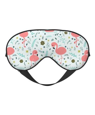 Cute Flamingo Sleep Mask Adjustable Double -Sided Eye Mask Soft Sleeping Eye Covers for Sleeping Perfect Shading Reduce Eye Edema