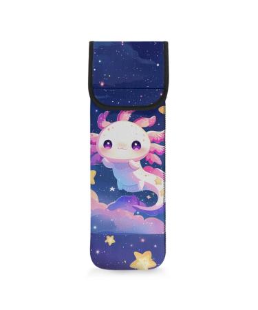 Galaxy Axolotl Print Neoprene Curling Iron Holder Water Resistant Iron Curling Wand Cover Women's Heat Resistant Travel Organizer Bags