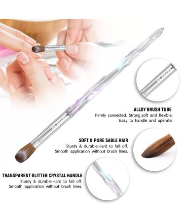 Yasterd 100% Kolinsky Acrylic Nail Brush Size 16 - Professional Salon Quality Acrylic Application Tool with Crimped Oval Crystal Handle - Nail Art Manicure Tool - Buy Online on GoSupps.com