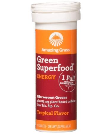 Amazing Grass Green Superfood Effervescent Greens Energy Tropical Flavor 10 Tablets