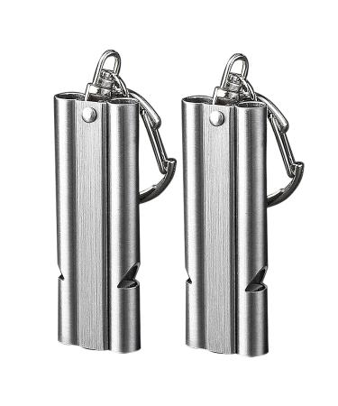 Wanyi emergency whistle signal pipe loud 2 pieces of trill whistles according to emergency 150db referee pipe coaching pipe sports pipe with keychain stainless steel 304 - Buy Online on GoSupps.com