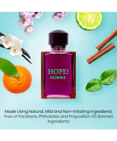 NovoGlow Hope Homme for Men - 100ml Eau De Parfum Spray for Men - Spicy Floral & Intense Fragrance Warm Scent Lasts All Day Long Includes Carrying Pouch Gift for Men for All Occasions - Buy Online on GoSupps.com