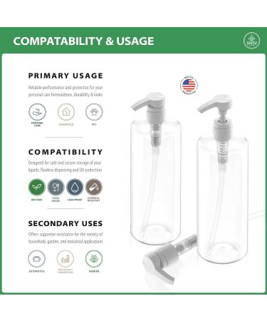 Bar5F 32oz Empty Shampoo Pump Bottle - BPA-Free White Cylinder with Plastic Pump - Buy Online on GoSupps.com
