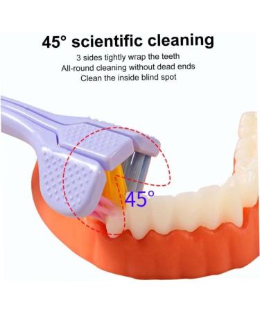Soft Three-Headed Toothbrush for Kids & Adults - Purple Manual Toothbrush for Gentle Cleaning & Tongue Coating - Buy Online on GoSupps.com
