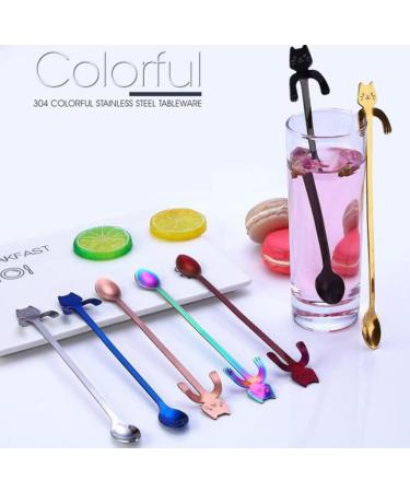 1Pcs Stainless Steel Cartoon Cat Spoon Creative Coffee Spoon Ice Cream Candy Teaspoon Kitchen Supplies Tableware 8 Colors (B) - Buy Online on GoSupps.com
