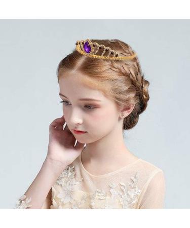 Baroque Tiara Crown for Girls | Princess Birthday Prom Accessory in Gold Purple - Buy Online on GoSupps.com