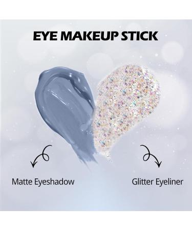 Erinde Liquid Glitter Eyeshadow Set - Grey Silver Eyeliner & Blue Shimmer Gel Eyeliner - Long Lasting & Highly Pigmented - #03 Grey&Blue - Buy Online on GoSupps.com