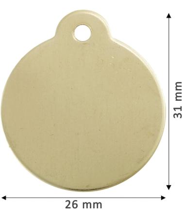 Bow Wow Meow BWM Solid Brass Personalized Pet ID Tags Dog Tags | Dog Tag for Pets Laser Engraved & Personalised | ID Tags for Dogs & Cats | Strong Brass Split Ring & Deeply Engraved - Round Medium 26x31mm Round - Buy Online on GoSupps.com