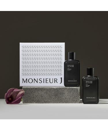 Monsieur J Men's Skincare All-in-One Set | 5-in-1 Facial Treatment (Toner Lotion Essence Fluid Cream) for Dry Skin - 140ml x 2 - Buy Online on GoSupps.com