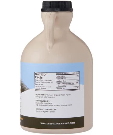HIDDEN SPRINGS MAPLE 100% Organic Vermont Maple Syrup Grade A Very Dark Robust 32oz - Family Farms - BPA Free Jug - Pack of 1 - Buy Online on GoSupps.com