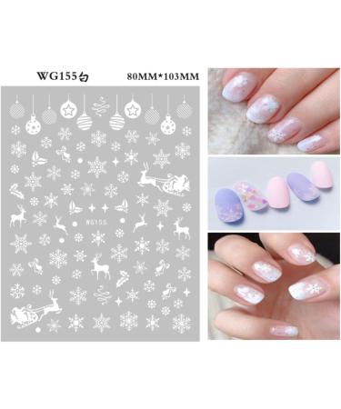 Christmas Nail Stickers 10 Sheets Self-Adhesive Nail Decal Snowflake Winter White Nail Art Decoration Design Supplies - Buy Online on GoSupps.com