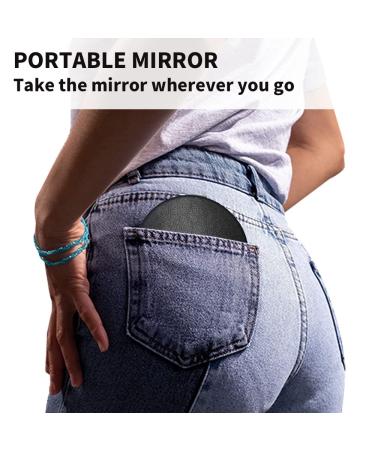 BelleJiu Compact Travel Makeup Mirror - Small Portable Folding Mirror in Black - Buy Online on GoSupps.com