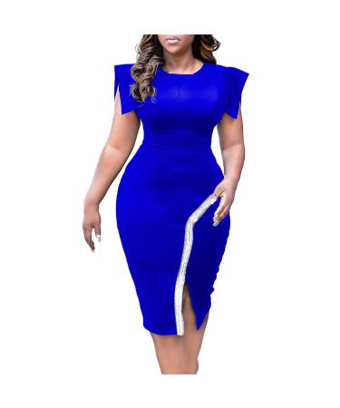 Women's Straight Dress Casual Fashion Knitted Patchwork Women's Dress Ladies Floral Printing Party Club Fairy Blue XX-Large