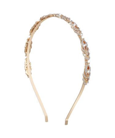 WRITWAA 1Pc Crystal Rhinestone Headband Alloy Glitter Thin Head Band Hair Hoop Bridal Headpiece for Women Girls Hair Accessory Golden