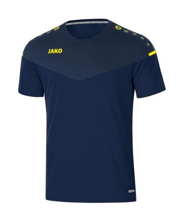 JAKO Men Women Kids T-Shirt Champ 2.0 6120 L Marine/Dark Blue/Neon Yellow