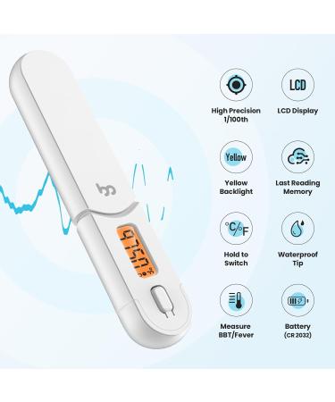 Femometer Basal Body Thermometer - Ovulation & Fertility Tracking with Soft Backlight and Memory Recall (White) - Buy Online on GoSupps.com