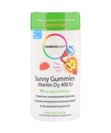 Rainbow Light Sunny Gummies Vitamin D3 Tangy Mandarin Orange For Ages 4 & Above 400 IU 60 Gummies