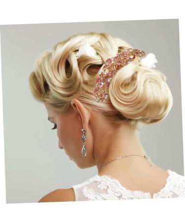 Angoily Womens Barrettes for Hair Wedding Hair Clip Flower Hair Accessories Hair Gems for Women Prom Hair Accessories Women Headpiece Bridal Tiara Pink Hair Piece Diamond Bride - Buy Online on GoSupps.com