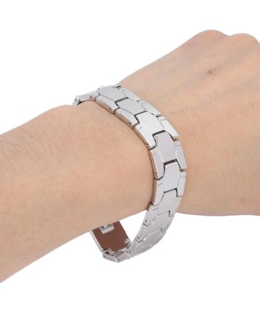 Magnet Therapy Bracelet - Hexagonal Design | Sleep Improvement & Titanium Steel Jewelry for Men & Women - Silver - Buy Online on GoSupps.com
