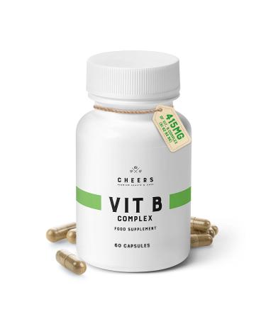 CHEERS Vitamin B Complex Supplement | 113.5mg Complete B Vitamins with B1 B2 B3 B6 B12 | High Absorption Vegan B Complex for Brain Nerve & Immune Support | Non-GMO DRcaps Plus | 60 Capsules