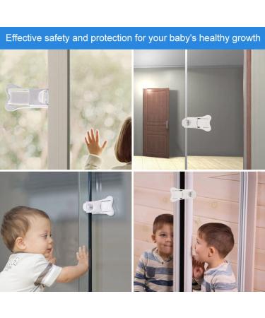 Wenrero 4-Piece Sliding Door Safety Lock Set | No Drill Child Lock with 3M Glue | Secure Windows & Closets | ABS 7cm Sliding Door Block - Buy Online on GoSupps.com
