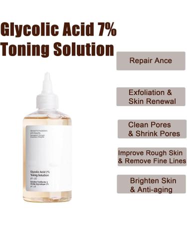 Glycolic Acid 7% Toning Resurfacing Solution Hydrating Toning Solution Skincare Hyaluronic Acid Serum Exfoliate Brighten Blemishes Acne and Rejuvenate Moisturize & Strengthen Your Skin 240ml - Buy Online on GoSupps.com