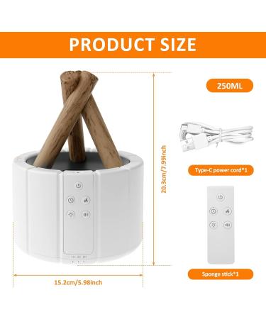 FALESOUL Bonfire Diffuser Bonfire Aromatherapy Essential Oil Diffuser 250ml Mini Bonfire Diffuser with Remote for Home Bedroom Office Remote Control Auto Shut-Off Night Light Gift (White) - Buy Online on GoSupps.com