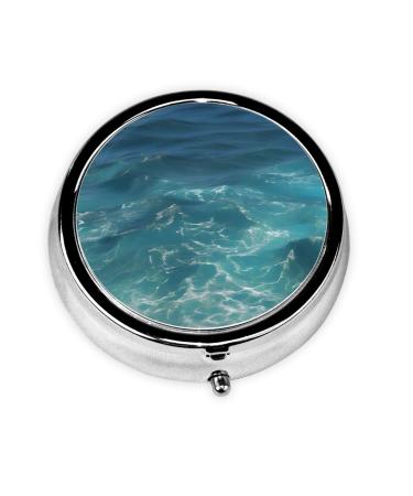 The Deep Oceanround Pill Box 3 Compartments Round Pill Box Organizer for Purse Or Pocket &*Portable Travel Pill Box