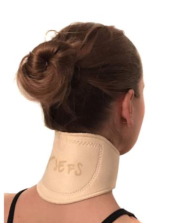 Neck Support Brace Self Heating Magnets Natural Healing Chronic Pain Headaches (Beige)