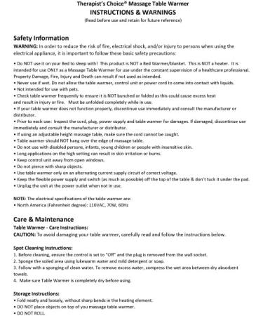 Deluxe Fleece Massage Table Warmer - 12ft Cord | For Massage Tables Only - Not a Bed Blanket Warmer | Does Not Get Hot, Max Temp 88 F - Buy Online on GoSupps.com