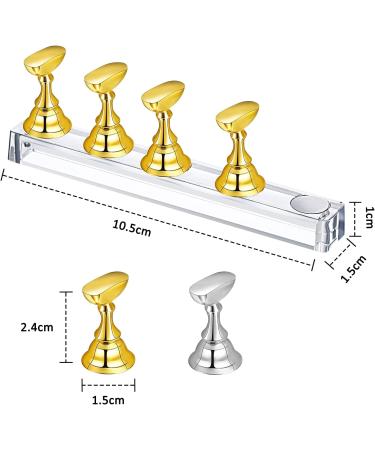 Yasmous 2 Sets Magnetic Crystal Nail Art Holder Display Stands - Gold and Silver | Nail Art Practice for False Nails Manicure - Buy Online on GoSupps.com