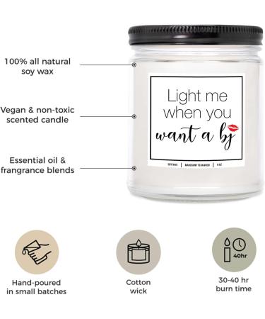YouNique Designs Light Me When You Want a BJ Candle - 7 oz White Soy Aromatherapy Candle for Men | Naughty Candles - Mahogany Teakwood Scent - Buy Online on GoSupps.com