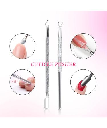 Qufiiry 10 Pcs Nail Soak Off Clips - Pink Nail Polish Remover for Finger UV Gel Polish Removal | Includes 2 Cuticle Pushers - Buy Online on GoSupps.com