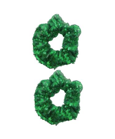 Lurrose 2 pieces sequins hair tie Hair tie glitter hair tie chiffon hair tie silk hair tie hair tie ponytail holder for women women (green)