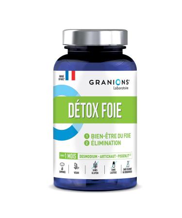 Detox Liver GRANIONS | Detox Dietary Supplement | Liver Detox 1000mg with Black Radish + Artichoke + Desmodium | Liver Detox Cure Drainage Regenerating | Made in France | 60 Tablets