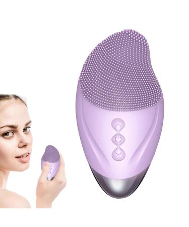 Face Cleansing Brush - Gentle Silicone Facial Brush Face Scrub Cleanser | Rechargeable Waterproof Vibrating Skincare Tools for Thorough Cleansing Exfoliation & Boosts Absorption Purple (English)