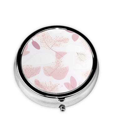 Hand-Painted Floral Line Patternround Pill Box 3 Compartment Round Pill Box Organizer Portable Travel Pill Box for Traveling.