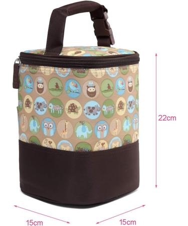 Insulated Baby Bottle Cooler Bag with Hanging Strap - Animals Print | Fits 4 Baby Bottles - Buy Online on GoSupps.com