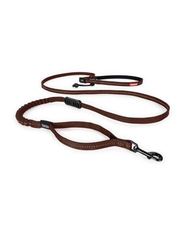 Ezydog jogging dog leash for small and medium -sized dogs - jogging leash road runner lite 210cm - leash for jogging with dog reflective elastic with bungee jerk dampers (12mm chocolate) 1.2 x 210cm chocolate