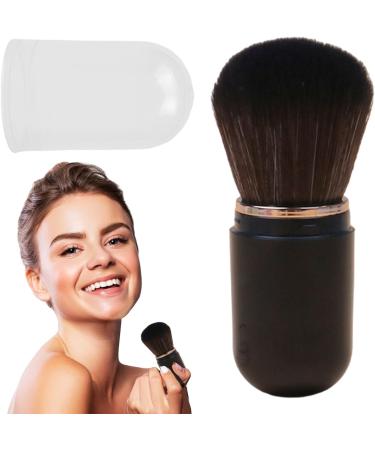 Retractable Makeup Brushes | Portable Makeup Brush Retractable Compact Portable Makeup Travel Blush Lid-Included Soft Bristles for Powder black - Buy Online on GoSupps.com
