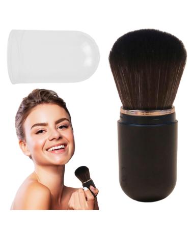 Retractable Powder Brush | Travel Powder Brush | Retractable Portable Makeup Brush for Travel Foundation Application Portable Compact with Lid black