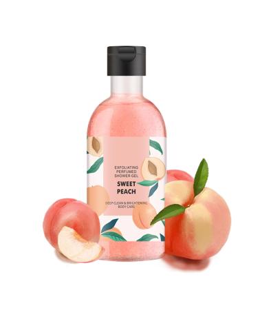 SURORAIN Peach Exfoliating Shower Gel Body Wash Moisturizing Body Soap Natural Cleansing & Nourishing Body Care Gentle Exfoliating Smooth Skin Daily Body Scrub Cleanser for Women and Men
