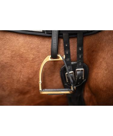 Equinate Safety Stalk Belfast 10cm Gold - Anti-Slip Rubber Tread | Stirrup for Adults & Children | Ankle Relief - 2 Pieces - Buy Online on GoSupps.com