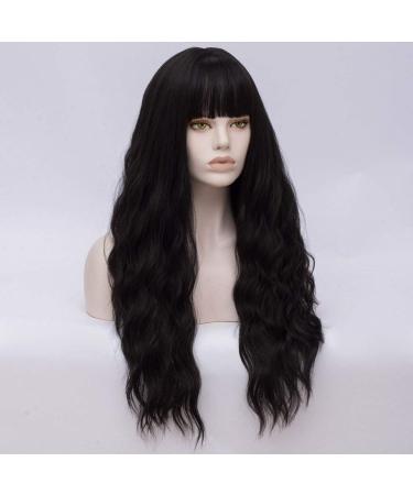 Buy FVCENT 27-Inch Long Curly Synthetic Wig with Bangs for Women & Girls - Black | International Shipping Available - Buy Online on GoSupps.com