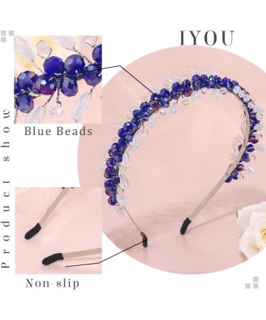 IYOU Bridal Wedding Headbands Royal Blue Crystal Hair Bands Sparkly Rhinesotne Guest Birde Bridesmaid Hair Accessories for Women and Girls - Buy Online on GoSupps.com