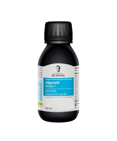 Dr.Budwig Omega 3 algae oil vegan (100ml) - high dose rich in DHA EPA vitamin D3 and K2 - algae oil Omega 3 vegan liquid omega 3 children omega 3 oil algae oil Liquid