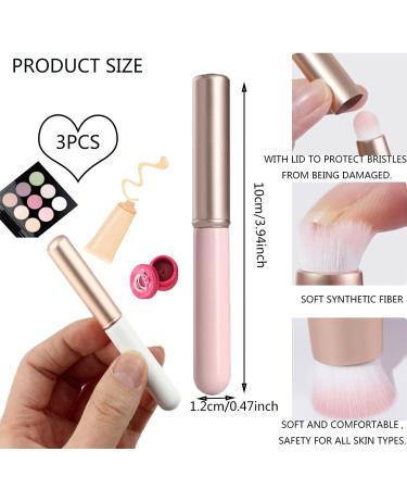 3pcs Portable Lip Brush Set - Travel Size Face Makeup Brush with Cover | Round Head Smudge Applicator for Lipstick & Eye Shadow (3 Colors - Buy Online on GoSupps.com