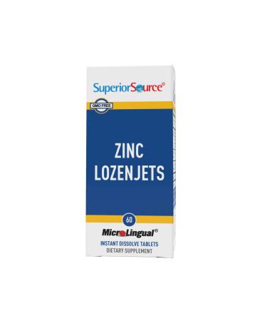 Superior Source Zinc Lozenjets Zinc (5 mg) Vitamin C (15 mg) Quick Dissolve MicroLingual Tablets 60 Ct Supports Immune Skin and Antioxidant Health. Non-GMO